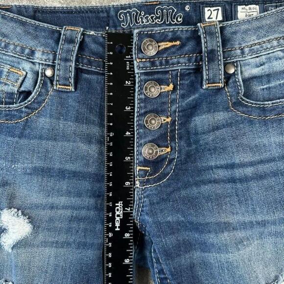 Miss Me Jeans Womens 27 Exposed Button Fly Thick Stitched Western Cowgirl Boot - Picture 12 of 15